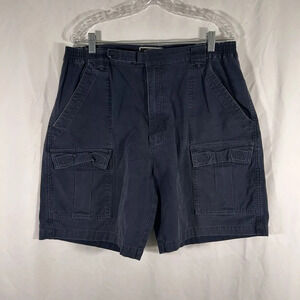 Field & Stream Shorts Men's 36 Navy Blue Hook Eye Stretch Waist 100% Cotton